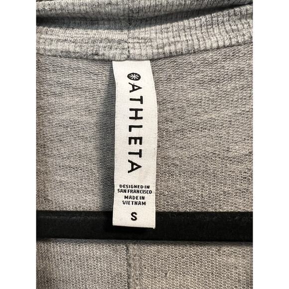 Athleta | Open Front Heather Gray Cardigan Sweater Pockets Thumb Holes- Size S - Picture 2 of 6